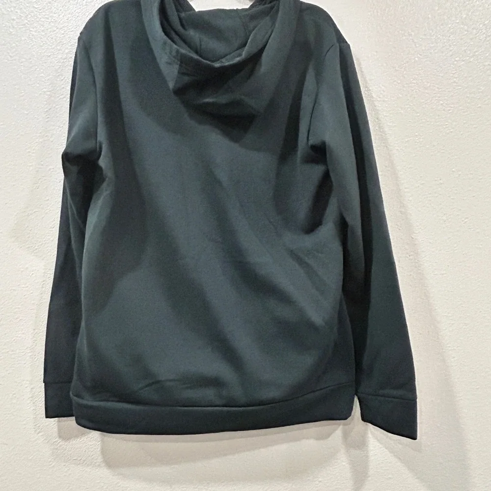 Adidas Fleece Hoodie Dark Green Zip Chest Pocket Pullover Men's Size Large‎ L